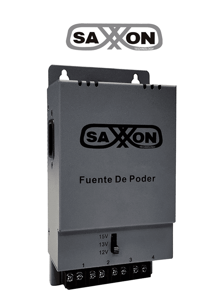 SAXXON ENERGIA PSU1205A - Fuente de poder Regulable Metálica/ Conexión de Hasta 4 Canales/ Voltaje de Ajuste 12V 13V o 15V cc/ Salida de Hasta 5 Amp en los 4 Canales/ Instalación en Pared SAXXON ENERGIA PSU1205A - Fuente de poder Regulable Metálica/ Conexión de Hasta 4 Canales/ Voltaje de Ajuste 12V 13V o 15V cc/ Salida de Hasta 5 Amp en los 4 Canales/ Instalación en Pared